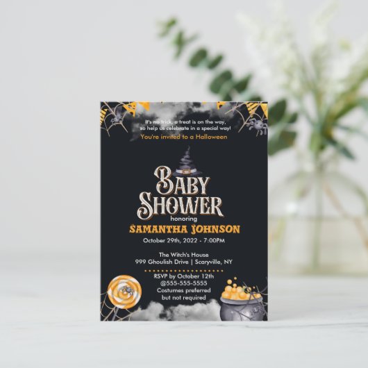 Uitnodiging tot Baby shower van Halloween (Staand voorkant)