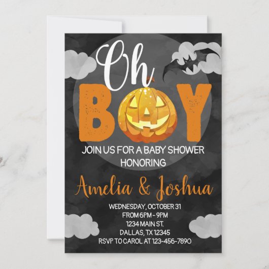 Uitnodiging tot Baby shower van Halloween (Voorkant)