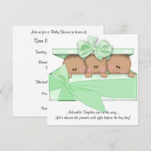 Uitnodiging tot Baby shower van het Afrikaanse Ame (Voorkant / Achterkant)