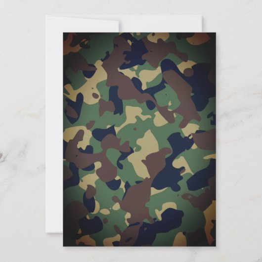 Uitnodiging tot baby shower van het leger van Camo (Achterkant)