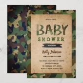 Uitnodiging tot baby shower van het leger van Camo (Voorkant / Achterkant)