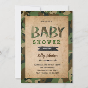 Uitnodiging tot baby shower van het leger van Camo