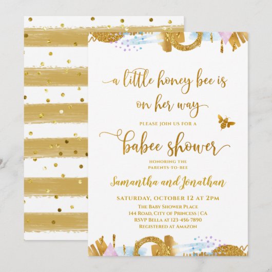 Uitnodiging tot Baby shower van het thema Little H (Voorkant / Achterkant)