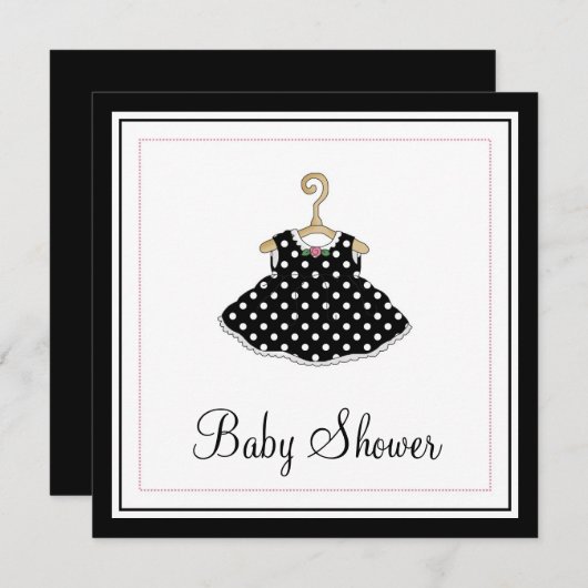 Uitnodiging tot Baby shower van het zwarte dress v (Voorkant / Achterkant)