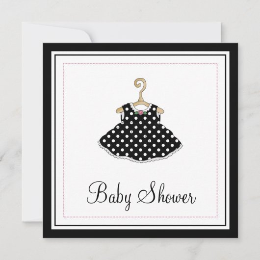 Uitnodiging tot Baby shower van het zwarte dress v (Voorkant)