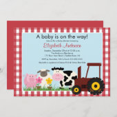 Uitnodiging tot Baby shower van hobbydieren (Voorkant / Achterkant)