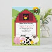 Uitnodiging tot Baby shower van hobbydieren (Staand voorkant)