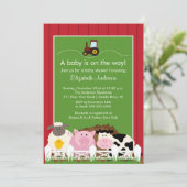 Uitnodiging tot Baby shower van hobbydieren (Staand voorkant)