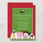 Uitnodiging tot Baby shower van hobbydieren (Voorkant / Achterkant)