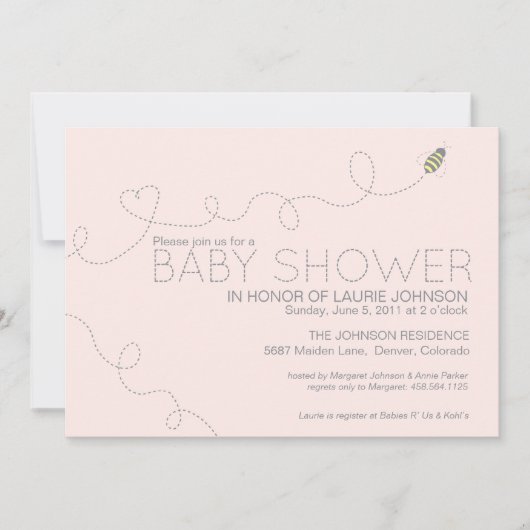 Uitnodiging tot Baby shower van Honey Bee (Voorkant)