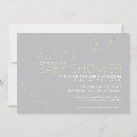 Uitnodiging tot Baby shower van Honey Bee (Voorkant)