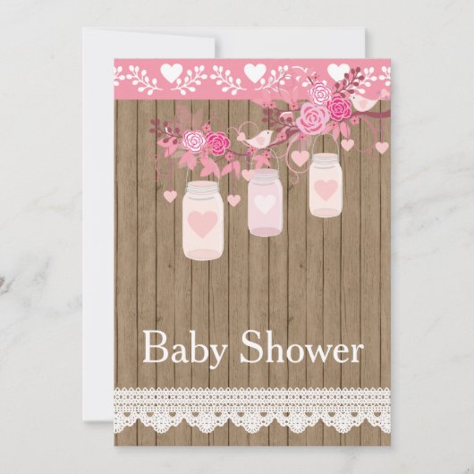Uitnodiging tot Baby shower van hout uit de deelst (Voorkant)