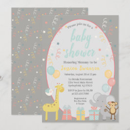 Uitnodiging tot Baby shower van katoendieren - bla