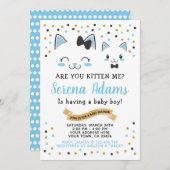Uitnodiging tot Baby shower van Kitty Cat Boys (Voorkant / Achterkant)