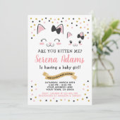 Uitnodiging tot Baby shower van Kitty Cat Girls (Staand voorkant)