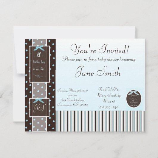 Uitnodiging tot Baby shower van Klassieke Blue Boy (Voorkant)