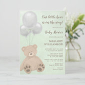 Uitnodiging tot Baby shower van kleine Beren (Staand voorkant)