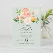 uitnodiging tot baby shower van kleine cutie citru (Staand voorkant)