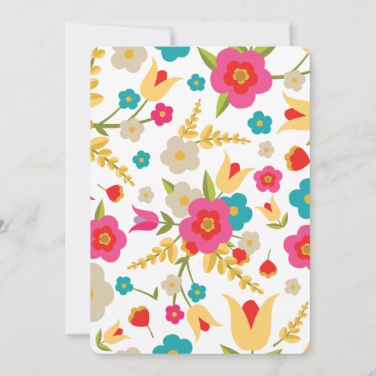 Uitnodiging tot Baby shower van landbloemen (Achterkant)