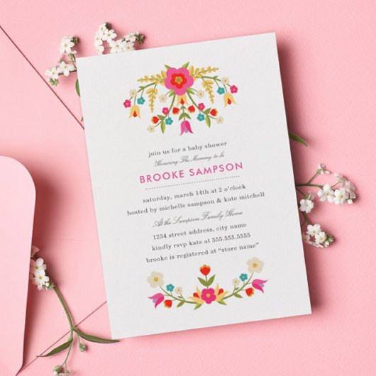 Uitnodiging tot Baby shower van landbloemen