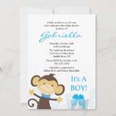 Uitnodiging tot Baby shower van Little Monkey Boy (Voorkant)