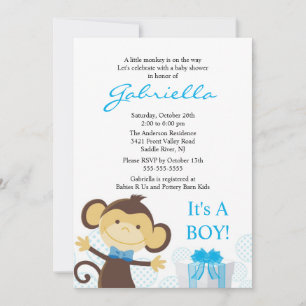 Uitnodiging tot Baby shower van Little Monkey Boy