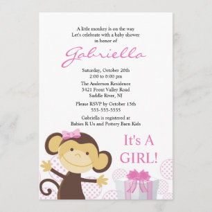 Uitnodiging tot Baby shower van Little Monkey Girl