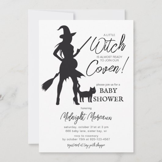 Uitnodiging tot Baby shower van Little Witch Hallo (Voorkant)