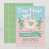 Uitnodiging tot Baby shower van Llama en cactus (Voorkant / Achterkant)