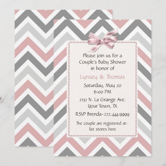 Uitnodiging tot Baby shower van Modern Couple (Voorkant / Achterkant)