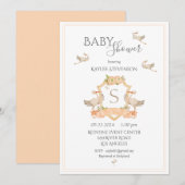 Uitnodiging tot Baby shower van Monogram Peach Cre (Voorkant / Achterkant)