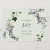Uitnodiging tot Baby shower van mooie lavendel (Voorkant / Achterkant)