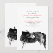 Uitnodiging tot Baby shower van paardenfokkerij (Voorkant / Achterkant)