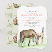 Uitnodiging tot Baby shower van paardenfokkerij (Voorkant / Achterkant)