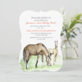 Uitnodiging tot Baby shower van paardenfokkerij (Staand voorkant)