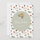 Uitnodiging tot Baby shower van paddenstoelen en w (Achterkant)