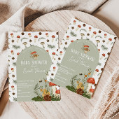 Uitnodiging tot Baby shower van paddenstoelen en w