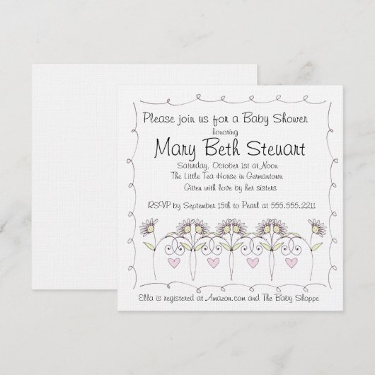 Uitnodiging tot Baby shower van Parijs (Voorkant / Achterkant)