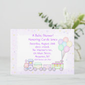 Uitnodiging tot Baby shower van pasteeltrein (Staand voorkant)