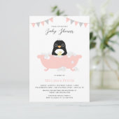 Uitnodiging tot Baby shower van Penguin (Staand voorkant)