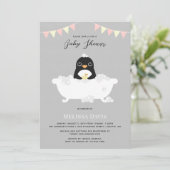 Uitnodiging tot Baby shower van Penguin (Staand voorkant)