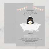 Uitnodiging tot Baby shower van Penguin (Voorkant / Achterkant)
