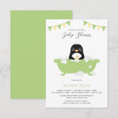 Uitnodiging tot Baby shower van Penguin (Voorkant / Achterkant)