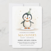 Uitnodiging tot Baby shower van Penguin (Voorkant)