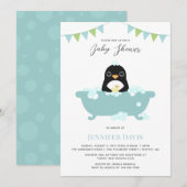 Uitnodiging tot Baby shower van Penguin (Voorkant / Achterkant)