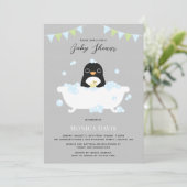 Uitnodiging tot Baby shower van Penguin (Staand voorkant)