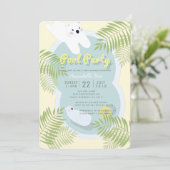 Uitnodiging tot Baby shower van poolpartij voor Be (Staand voorkant)