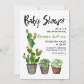 Uitnodiging tot Baby shower van Potted Cactus (Voorkant)