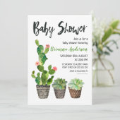 Uitnodiging tot Baby shower van Potted Cactus (Staand voorkant)