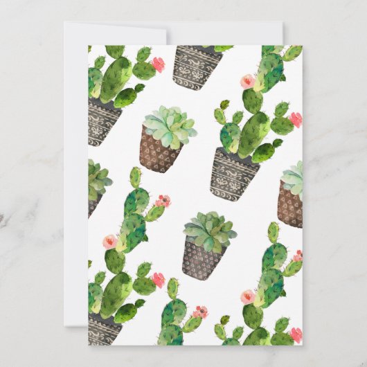 Uitnodiging tot Baby shower van Potted Cactus (Achterkant)